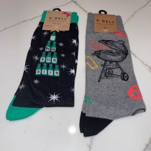 MENS K.BELL GRILL BBQ + Beers & Cheers SOCKS 10-13 SHOE SIZE 6.5 -12 Lot Of 2